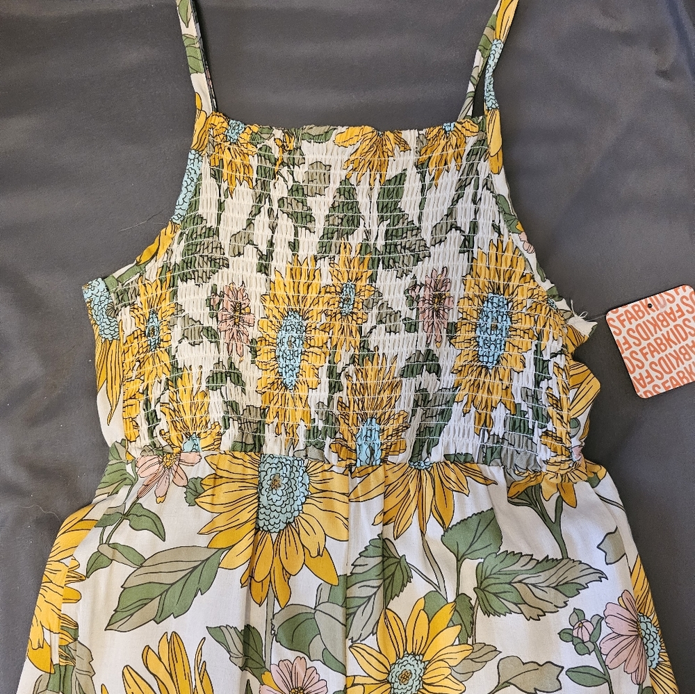 NWT Fab Kids Girls Sunflower Jumpsuit, size 10/12